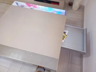 Mesa de cristal y acero 95x135cm entendibles 205