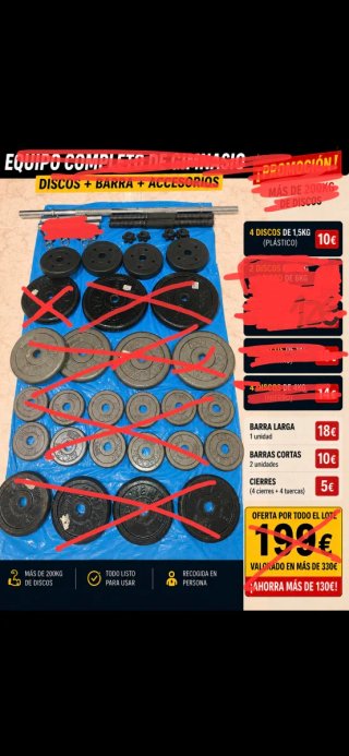 Discos pesas en packs Efectivo. Recoger