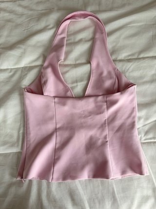 Top Rosa Halter + cremallera zara - Talla XL