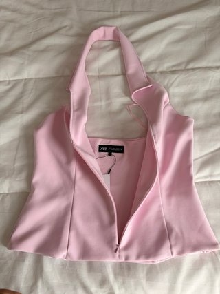 Top Rosa Halter + cremallera zara - Talla XL