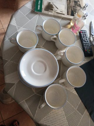 Conjunto de 6 tazas de porcelana con sus platos