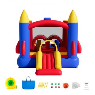 Castillo Inflable, Trampolín de Juego de Alta Calidad para Exterior, Saltador con Ventilador, Tobogán y Bolsa de Almacenamiento, Castillo Saltarín Familiar para el Jardín, para Niños de 3 a 8 Años...