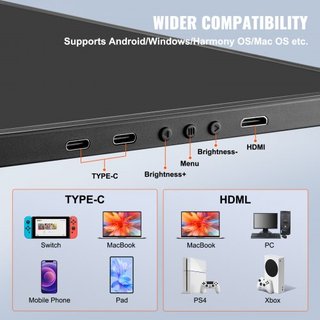 Extensor de Pantalla para Laptop 35.6 cm HD 1080P Monitor Portátil para Laptop de 33-43 cm