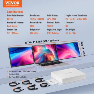 Extensor de Pantalla para Laptop 35.6 cm HD 1080P Monitor Portátil para Laptop de 33-43 cm