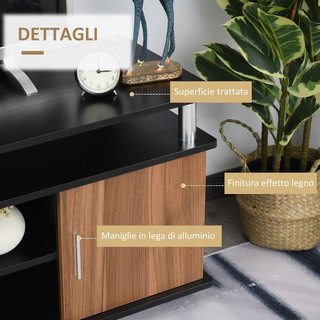 Mobile per TV fino a 50'' con armadi e ripiani, mobile per soggiorno e salotto in legno e alluminio, 120X40X52.2Cm
