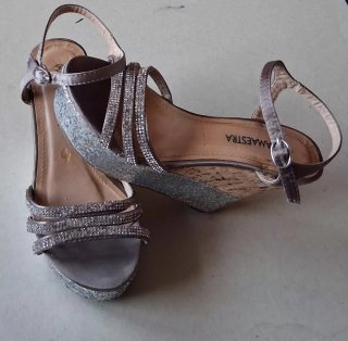 Sandali donna tacco alto Viamastra argento tg 36