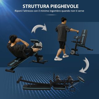 Banco de Gimnasio Plegable, Banco de Abdominales Multifuncional Inclinable con Respaldo Ajustable en 7 Niveles, Máquina de Extensión de Piernas, Cojín, Banda de Resistencia, para Entrenamiento en Casa