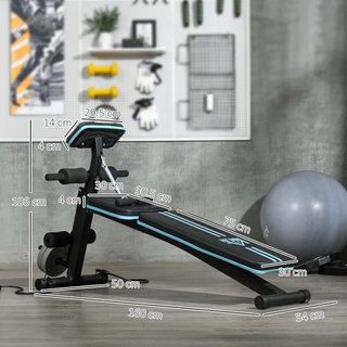Banco de Gimnasio Plegable, Banco de Abdominales Multifuncional Inclinable con Respaldo Ajustable en 7 Niveles, Máquina de Extensión de Piernas, Cojín, Banda de Resistencia, para Entrenamiento en Casa