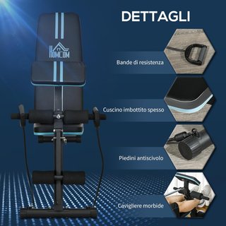Banco de Gimnasio Plegable, Banco de Abdominales Multifuncional Inclinable con Respaldo Ajustable en 7 Niveles, Máquina de Extensión de Piernas, Cojín, Banda de Resistencia, para Entrenamiento en Casa