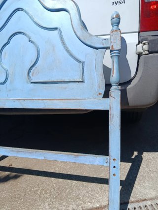 Cabecero de madera azul para cama de 90cm