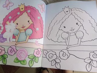 Lote niña colorear, cuento, pegatinas