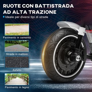 Moto Eléctrica Niños 18-36 Meses 6V Con Ruedas Suplementarias, 3Km/H Motocicleta Eléctrica para Niños, Motocicleta Niños Con Faro, Max. 25Kg, Blanco y Negro