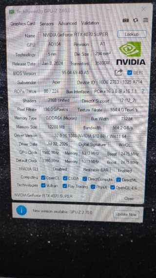 Scheda Video RTX 4070Super 12gb da collezione