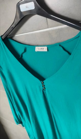 Blusa Pull & Bear XL verde azulado