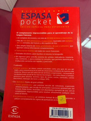 Diccionario Espasa pocket, español-francés, fra...