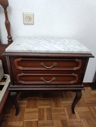 Mesita Noche Madera y Mármol Clásica