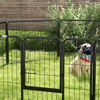 Pawhut Recinto Recincción Caja para Animales Perros Gatos Cachorros Roedores Reja Jaula de Hierro para Exterior Jardín 80X60Cm 8Pz