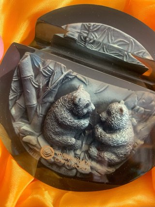 Pisapapeles decorativo de cristal y figura de osos