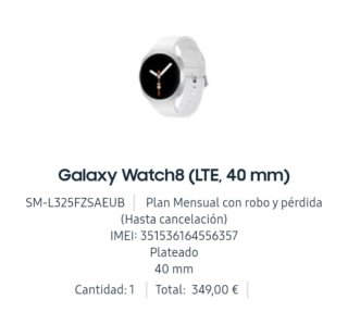 NUEVO Samsung Galaxy Watch 8 LTE 40mm Plata