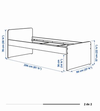 Cama 90x200 con 1 colchón y 2 somieres