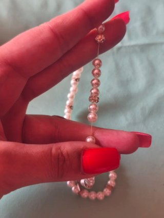 Gargantilla nueva de perlas acrílicas con strass