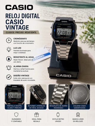 Reloj Casio Vintage Digital Acero Inoxidable