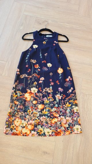 Vestido Mango Floral Azul Talla XS
