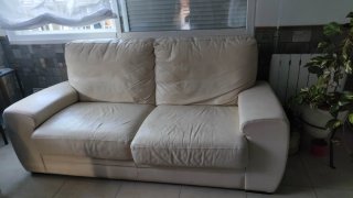 Sofá de piel beige 3 plazas