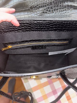 Bolso Mango Negro Efecto Cocodrilo