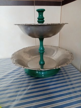 Frutero de 2 pisos inox y madera