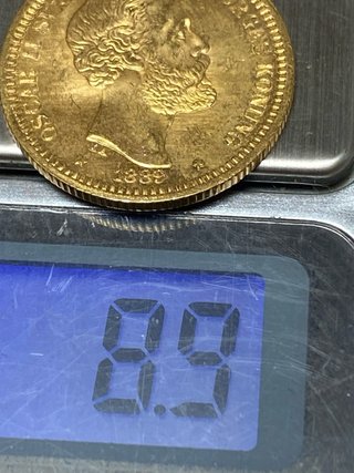 Moneda Oro 20 Coronas Suecia 1889 Oscar II