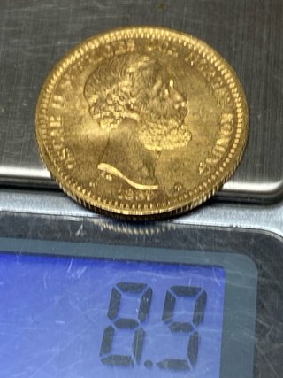 Moneda Oro 20 Coronas Suecia 1889 Oscar II
