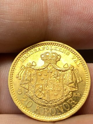 Moneda Oro 20 Coronas Suecia 1889 Oscar II