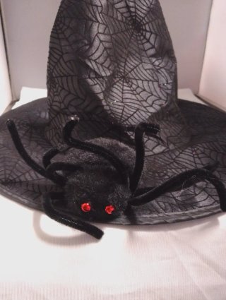 Gorro Bruja Halloween Negro Telaraña y Araña
