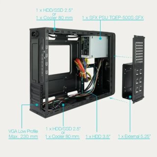 Caja Slim MicroATX/Mini-ITX SFX 500W TQC-3005U3