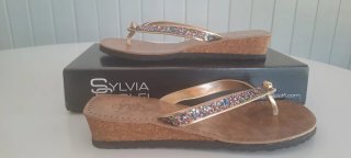Sandalias Sylvia Ciolfi T.38 Doradas Multicolor