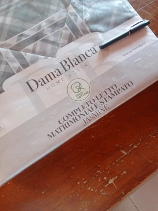 Completo Letto Matrimoniale 100% Cotone Dama Blanc