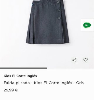 Falda gris tablas uniforme talla 12 x3