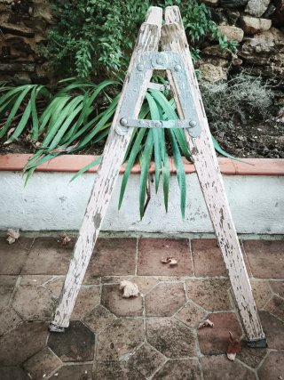Escalera de madera rústica