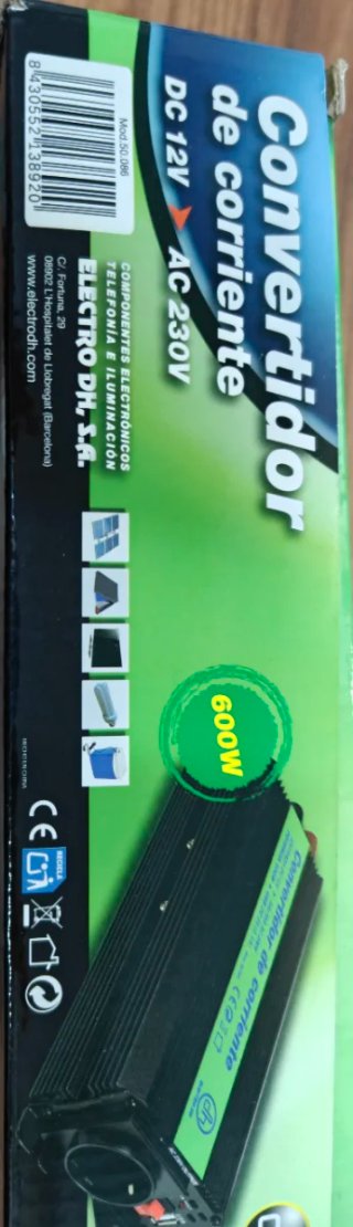 Convertidor Corriente DC 12V a AC 230V 600W