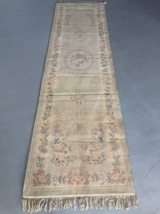 Tappeto cinese Pechino in seta beige multicolore