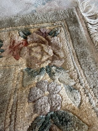 Tappeto cinese Pechino in seta beige multicolore