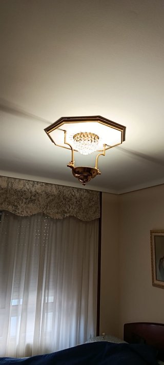Lámpara Techo Clásica Dorada Cristal