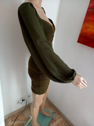 Abito donna verde manica lunga