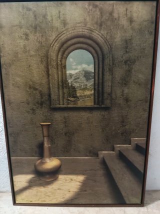 Cuadro con marco de madera, 69 x 99 cm. 3 cm fondo