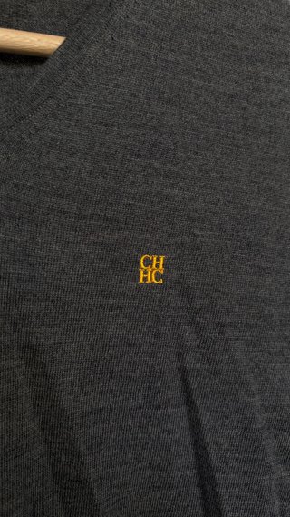 Jersey Carolina Herrera Gris Cuello en V