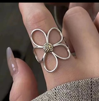 Anillo Plata Ley 925 Flor Ajustable