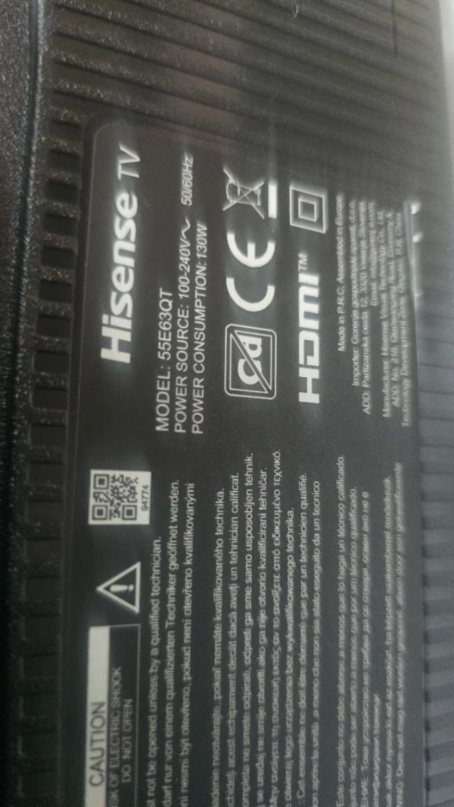 Hisense 55E63QTUHD 4K TV