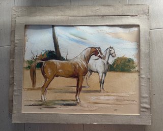 Acuarela de 2 caballos (50x66)