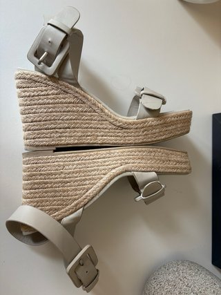 Sandalias Mango cuña esparto beige talla 38